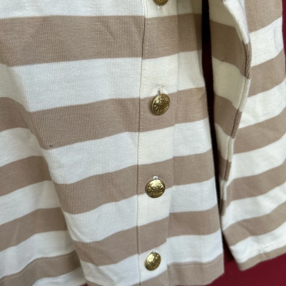 New J Crew Striped gold button-side tee classic preppy casual sweater top XS